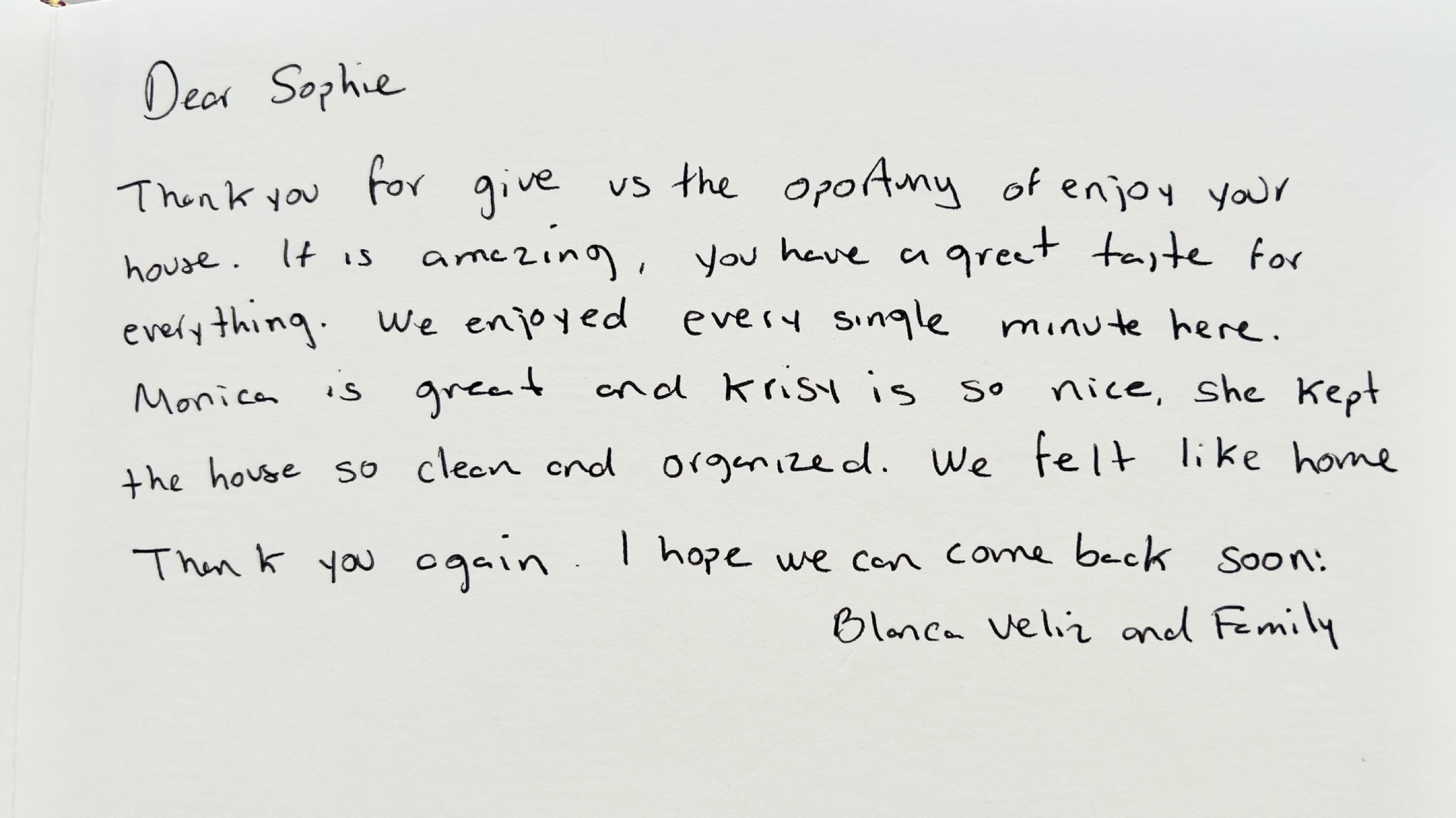 Bahari House Guestbook Review 1