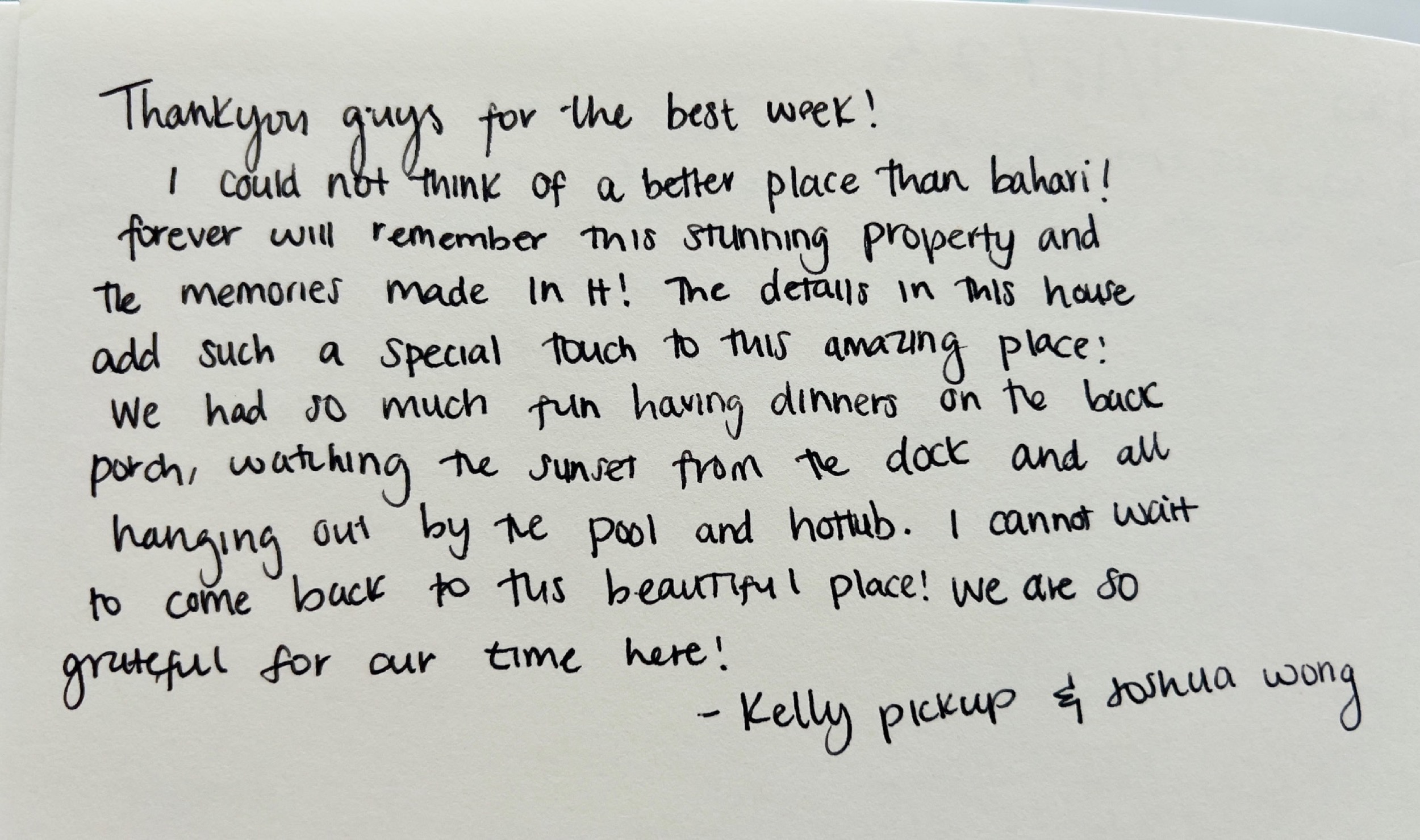 Bahari House Guestbook Review 4