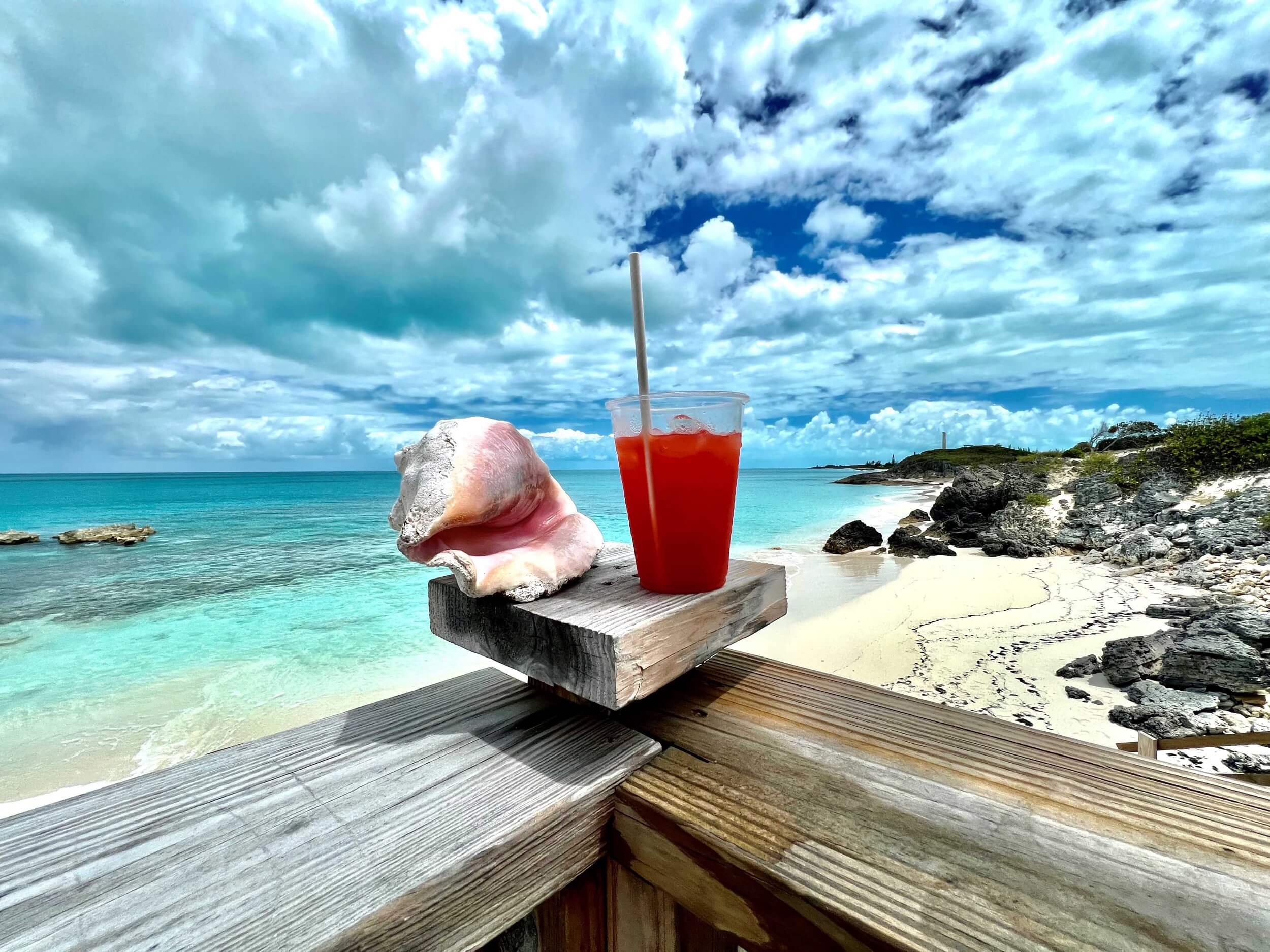 Drinks with ocean view Bahari house Great Exuma Bahamas