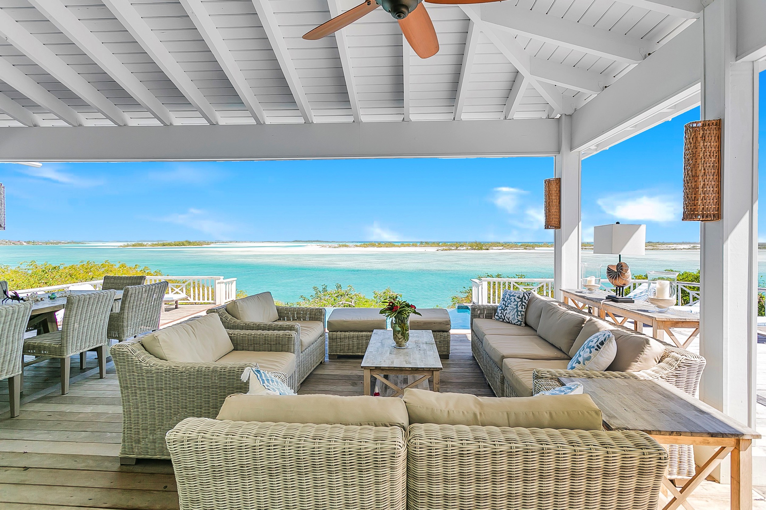 Seating Area with Ocean view Bahari house Great Exuma Bahamas